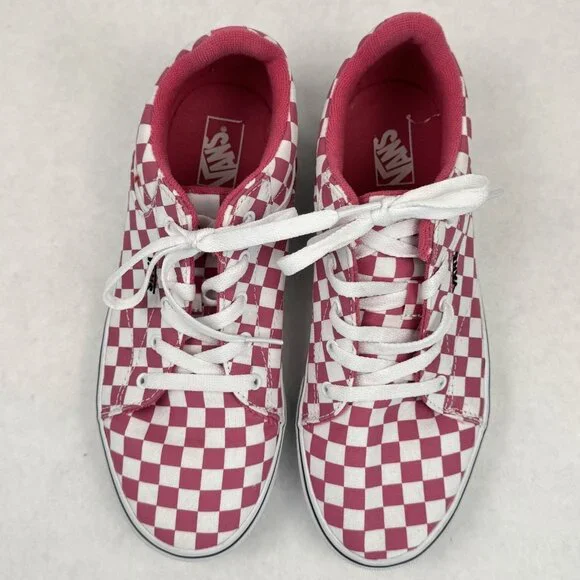 Vans Off The Wall Womens Sz 6 Low Top Sneakers Pink White Checkered Lace Up Shoe - Picture 7 of 13